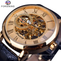 Forsining 052 Automatic Watch Men Sport Gold Mechanical Skeleton Watches Brand Mens Watch Leather Wristwatch Relogio Masculino